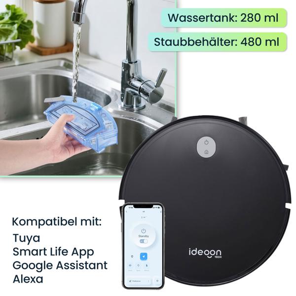 3in1 Saug-Wischroboter: 3 kPa Leistung,  Automatischer Bodenreiniger mit bürstenlosem Motor und App-Steuerung. Reinigt bis 120 m², Ihr Smart Home Putzhelfer