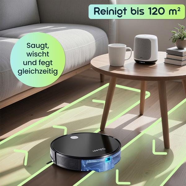 3in1 Saug-Wischroboter: 3 kPa Leistung,  Automatischer Bodenreiniger mit bürstenlosem Motor und App-Steuerung. Reinigt bis 120 m², Ihr Smart Home Putzhelfer