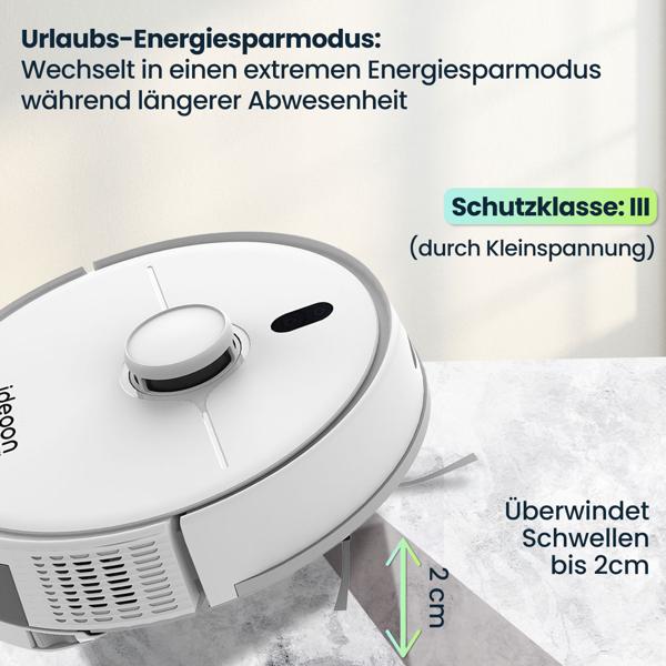 Ultimativer Saug-Wisch-Roboter 6000 Pa mit 2-in-1 Wischfunktion, Li-Ionen-Akku, Laser-Navigation - Smart-Home WLAN Saugwischer 