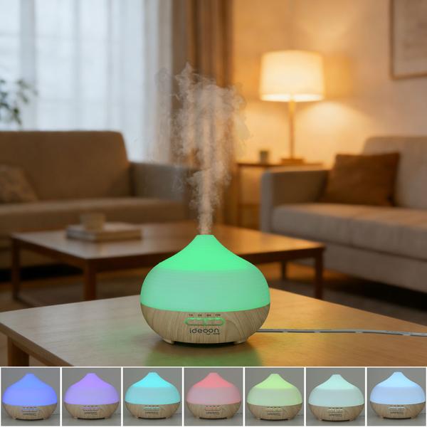 Stilvoller Aroma Diffusor & Luftbefeuchter, 300ml Vernebler mit RGB Farblicht und Timer - Perfekt für Zuhause & Büro