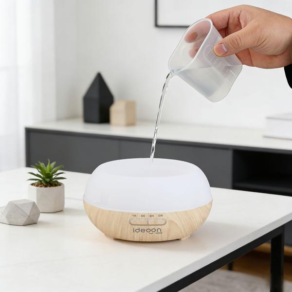 Stilvoller Aroma Diffusor & Luftbefeuchter, 300ml Vernebler mit RGB Farblicht und Timer - Perfekt für Zuhause & Büro