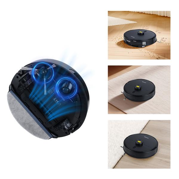 Ultimativer Saug-Wisch-Roboter 6000 Pa mit 2-in-1 Wischfunktion, schwarz - Li-Ionen-Akku, Laser-Navigation - Smart-Home WLAN Saugwischer 