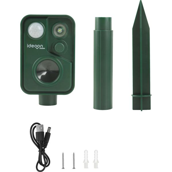 Scaccia animali a ultrasuoni con sensore PIR e luce LED lampeggiante - 13,5-45,5 kHz, affidabile dissuasore solare contro martore, cani, gatti e uccelli