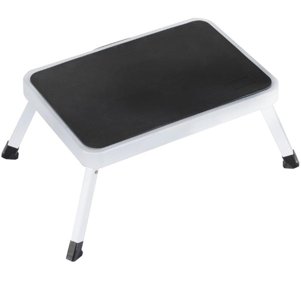 Stabiler Tritthocker, 150 kg - Stahl, Küchenleiter mit Klappsicherungen & Anti-Rutsch-Oberfläche, platzsparend für sicheres Arbeiten