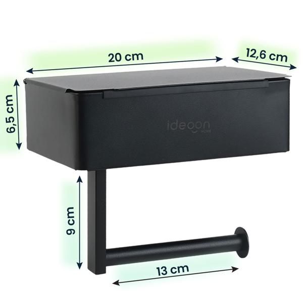 Toilettenpapierhalter mit Feuchttücherbox und Handyablage aus Edelstahl – Klopapierhalterung mit Fach für Feuchttücher, ohne Bohren