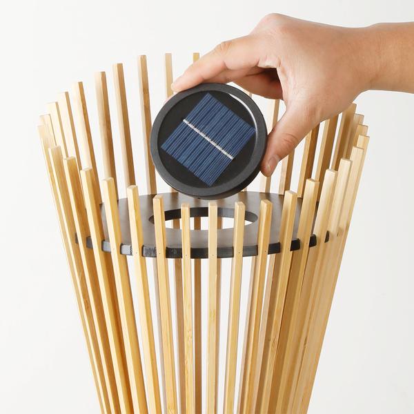 2er-Set Dekorative Solar-Laterne 60cm aus Bambus: Moderne Solarleuchte für den Garten mit stimmungsvollem Licht, wetterfest IP44