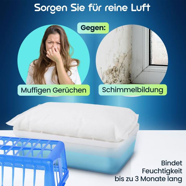 Premium Luftentfeuchter-Set PLUS 5er Granulat-Nachfüllpack - Effektiver Feuchtigkeits-Killer gegen Schimmel & Geruch