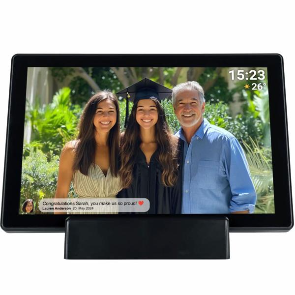 Elektronischer Fotorahmen Schwarz 10,1’’: App-Steuerung, WiFi – Präsentieren Sie Fotos & Videos digital und kinderleicht im digitalen Bilderrahmen