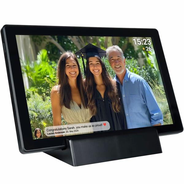 Elektronischer Fotorahmen Schwarz 10,1’’: App-Steuerung, WiFi – Präsentieren Sie Fotos & Videos digital und kinderleicht im digitalen Bilderrahmen