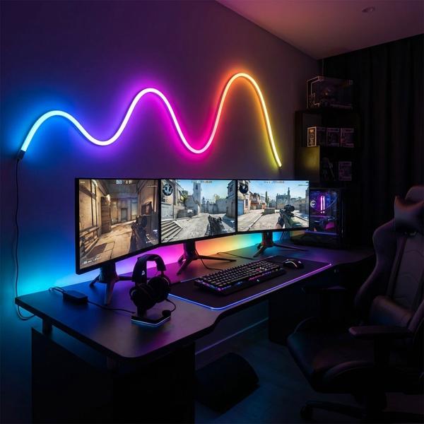 2er-Set LED Streifen mit Traumfarbe, RGB, Wi-Fi, dimmbar, 5m: Tuya-kompatibel & Google Assistant/Amazon Alexa - perfekt für Gaming-Setup, Deko und Party