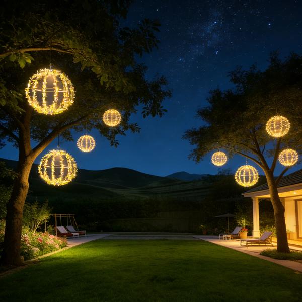 4er-Set Solar Leuchtkugel im Blätterdesign - Ø20cm Gartenkugel mit 72 warmweissen LEDs - IP44 Aussenleuchte inkl. Erdspiess, S-Haken und Solarpanel