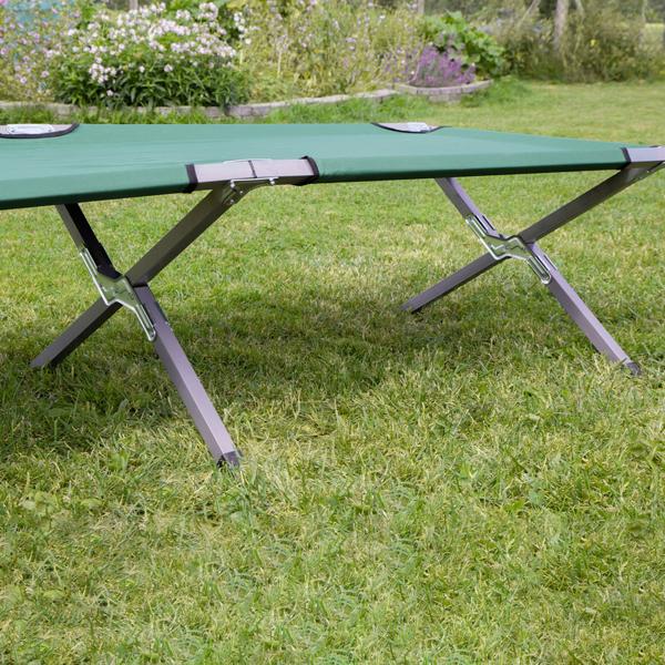 Lot de 2 Lits de Camp Pliables Verts - Repos Optimal Plein Air Camping Pêche Invités - Châssis Acier - Charge 120kg - 190x65x42cm