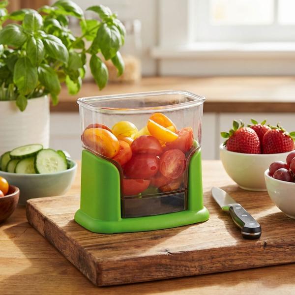 Tritatutto: efficiente tagliaverdure per cocktail di pomodori, fragole e uva - insalate e spuntini preparati velocemente