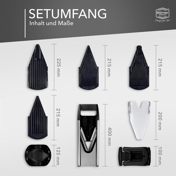 Premium Edelstahl Gemüsereibe V6 Profi Set, 5 Schnittarten, silber-schwarz: Küchenhobel für Gemüse & Obst