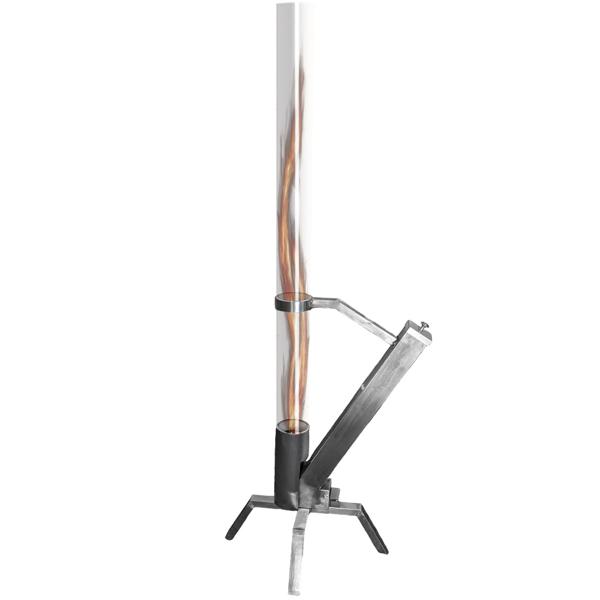 Garten-Feuerrohr H 132 cm aus Glas mit Edelstahlgestell – Exklusiver Outdoor-Ofen mit rauchfreiem Flammenspiel für Terrasse & Balkon