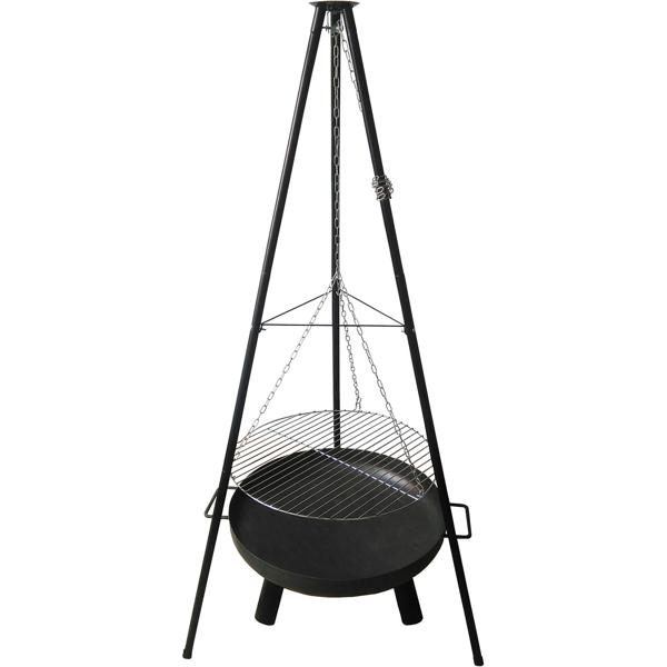 4-in-1 Multifunktionsgrill mit Feuerschale, Schwenkrost, Flammlachsbrett und Feuerkessel: Ein vielseitiger Schwenkgrill mit Lagerfeuer-Feeling