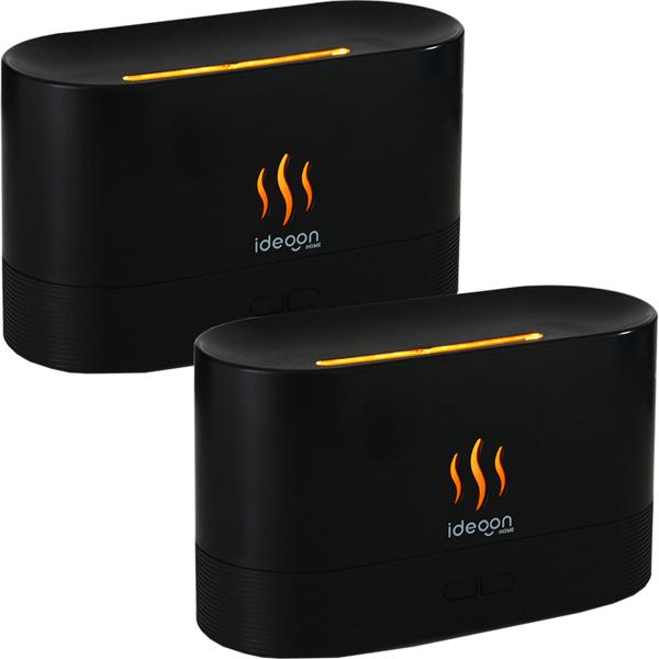 2 diffuseurs d’huiles essentielles élégants avec effet flamme – humidificateurs ultrasoniques silencieux, USB, arrêt automatique –10 h d’autonomie pour chambre et bureau