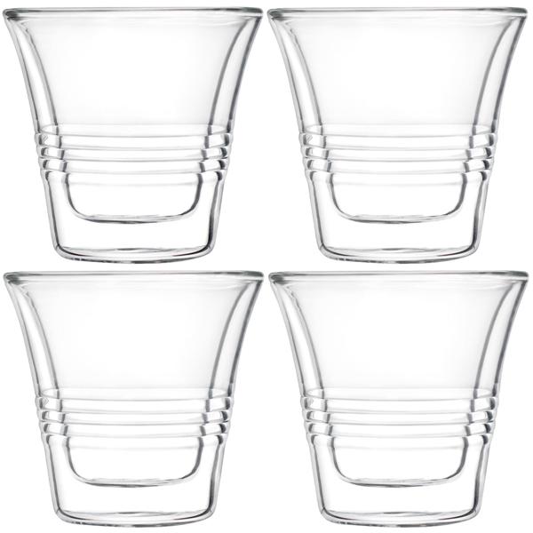 4er-Set edle Doppelwandgläser mit Riffelung – 70 ml – Thermo-Funktion für besten Genuss von Kaffee & Tee