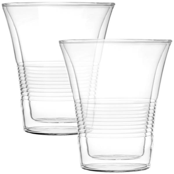 2er-Set edle Doppelwandgläser mit Riffelung – 220 ml – Thermo-Funktion für besten Genuss von Kaffee & Tee