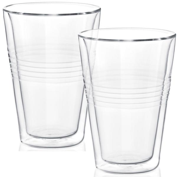 set di 2 bicchieri termici con scanalatura, a doppia parete - 300 ml - Bicchieri a doppia parete per gustare al meglio caffè e tè con effetto galleggiante