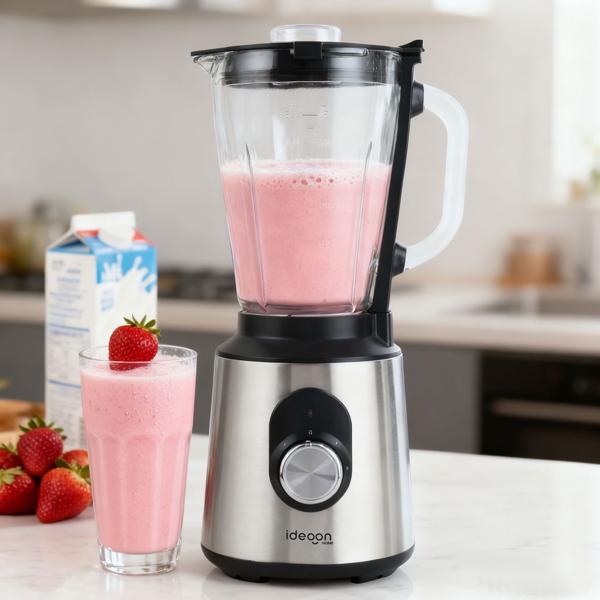 Edelstahl Power Standmixer mit 1,5 l Glasbehälter, Küchenmixer, 1.000 W für Shakes, Smoothies, Saucen oder Zerkleinerung von Obst und Gemüse