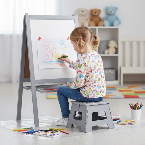 Stabiler Klappbarer Tritthocker bis 150 kg belastbar – Faltbarer Tritthocker flach & platzsparend für Küche, Bad, Wohnmobil, u.v.m.