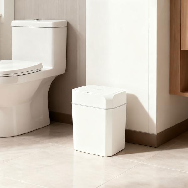 Set di pattumiere con sensore Premium, 12L & 16L, cestino automatico con sensore di movimento, bianco &ndash; senza contatto & igienico &ndash; per casa, cucina & ufficio