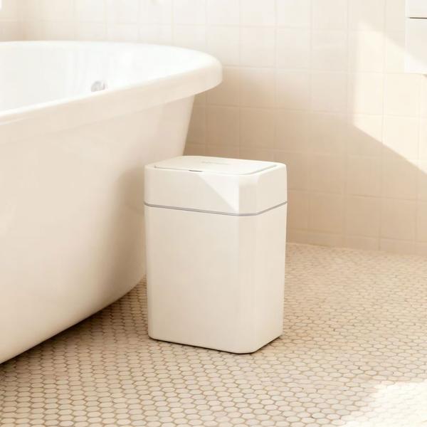 Set di pattumiere con sensore Premium, 12L & 16L, cestino automatico con sensore di movimento, bianco &ndash; senza contatto & igienico &ndash; per casa, cucina & ufficio