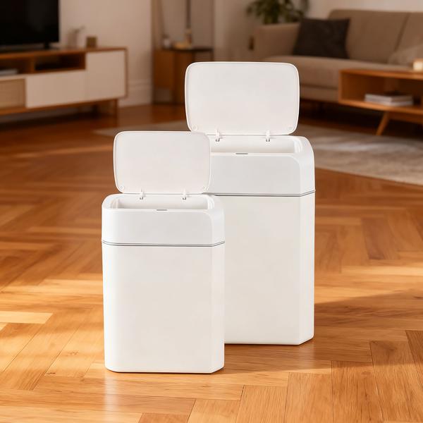 Set di pattumiere con sensore Premium, 12L & 16L, cestino automatico con sensore di movimento, bianco &ndash; senza contatto & igienico &ndash; per casa, cucina & ufficio
