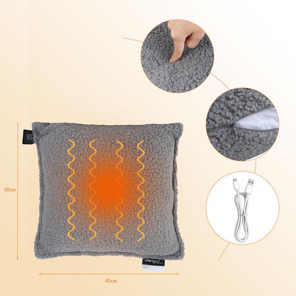 2er-Set Luxus Heizkissen 45x45 kabellos – Wärmekissen mit 5000mAh Akku, 3 Stufen, USB & weiche Füllung - Sanfte Wohlfühlwärme für Ihr Zuhause