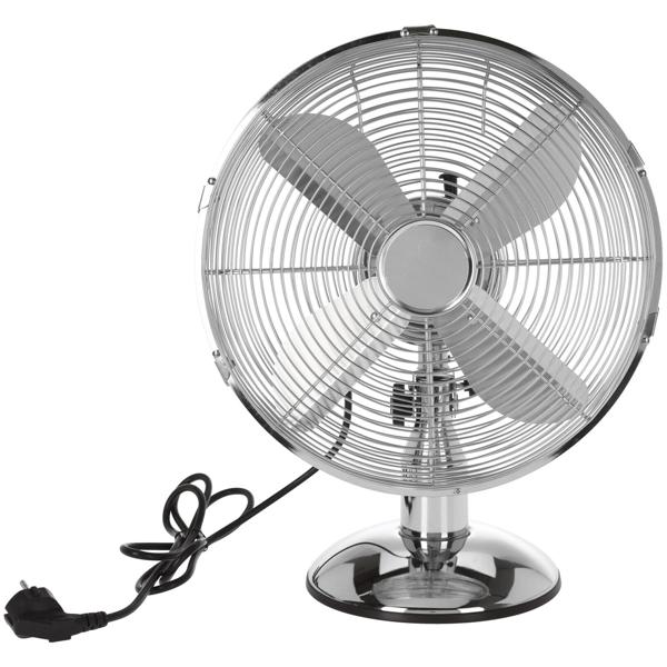 Edler Tischventilator, Metall-Finish, silber, Ø30cm: Kompakter Tisch-Lüfter, leise & kraftvoll – Für angenehme Abkühlung und Erfrischung