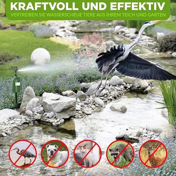 Répulsif universel animaux - Jet d‘eau & capteur de mouvement 120° - Anti-chats, chiens, hérons, renards - Portée 10m - Protection jardin, parterres, étangs