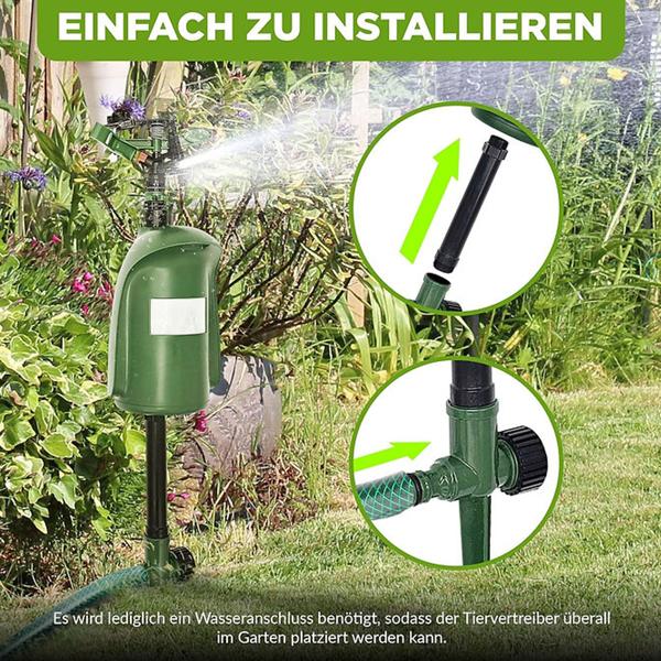 Répulsif universel animaux - Jet d‘eau & capteur de mouvement 120° - Anti-chats, chiens, hérons, renards - Portée 10m - Protection jardin, parterres, étangs