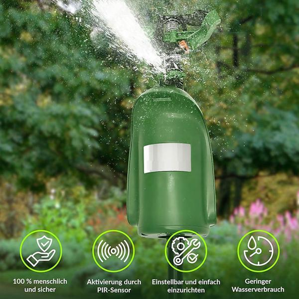 Répulsif universel animaux - Jet d‘eau & capteur de mouvement 120° - Anti-chats, chiens, hérons, renards - Portée 10m - Protection jardin, parterres, étangs