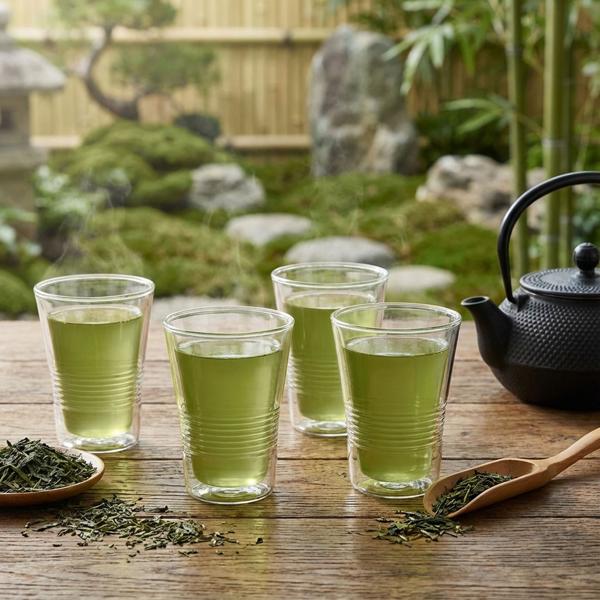 4er-Set edle Doppelwandgläser mit Riffelung – 220 ml – Thermo-Funktion für besten Genuss von Kaffee & Tee