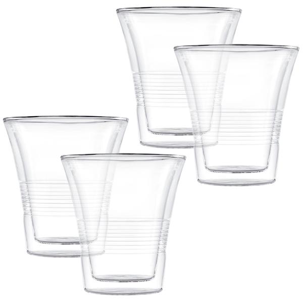 4er-Set edle Doppelwandgläser mit Riffelung – 330 ml – Thermo-Funktion für besten Genuss von Kaffee & Tee