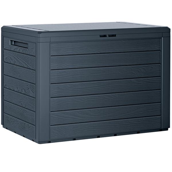 Robuste Gartenbox in Holzoptik, anthrazit – Perfekte Stauraumlösung für Kissen, Spielzeug & Gartengeräte