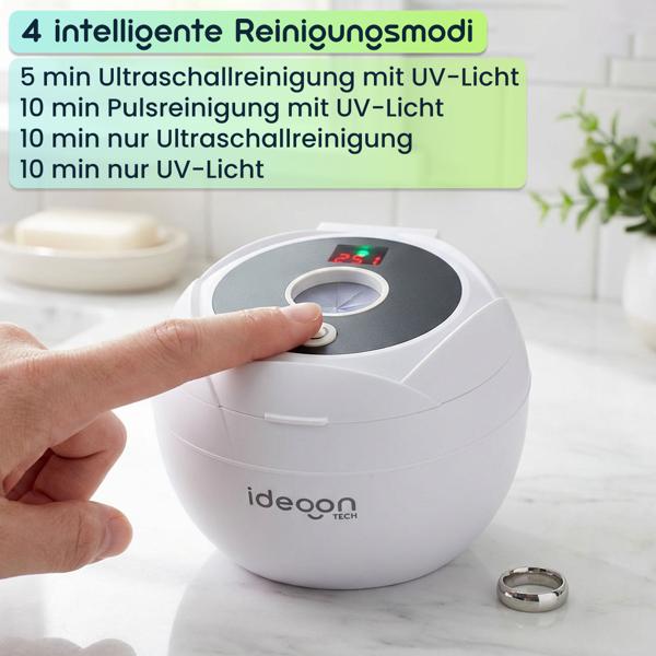 Profi Ultraschallreiniger 25 Watt, Hygienisch & Gründlich: Zahnspangenreiniger, Make-up-Pinselreiniger, Schmuckreiniger, u.v.m. – Klein & Effektiv