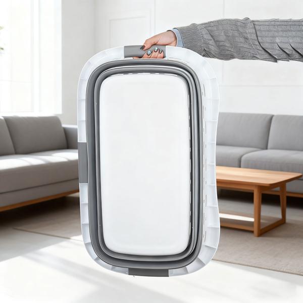 Cesto portabiancheria pieghevole 41 L - raccoglibiancheria salvaspazio in plastica con aerazione - ultrapiatto 8,5 cm per lavanderia e campeggio