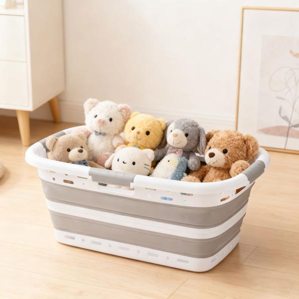 Cesto portabiancheria pieghevole 41 L - raccoglibiancheria salvaspazio in plastica con aerazione - ultrapiatto 8,5 cm per lavanderia e campeggio