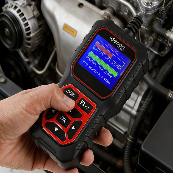 Testeur de batterie numérique 5-36 V, écran LCD 2,4 pouces – testeur pour batteries ouvertes, AGM, gel, EFB, lithium, test de démarrage 12 V et 24 V