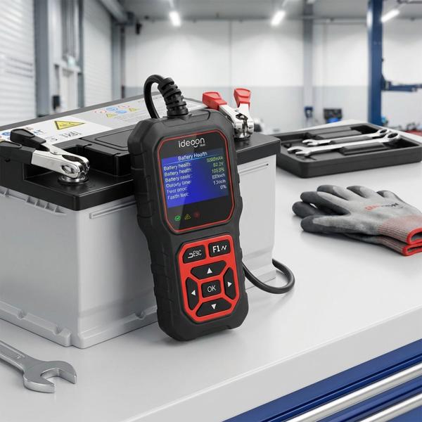 Testeur de batterie numérique 5-36 V, écran LCD 2,4 pouces – testeur pour batteries ouvertes, AGM, gel, EFB, lithium, test de démarrage 12 V et 24 V