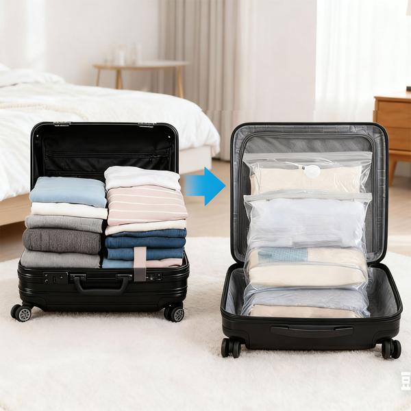 Premium Vakuumbeutel Set 15 Stück in 5 Grössen für Kleidung & Bettwäsche – Wiederverwendbare Platzsparer für Reise & Schrank – Transparent