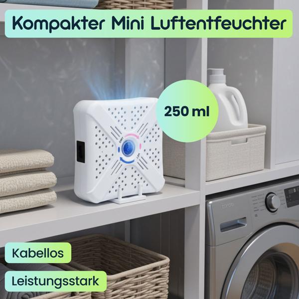 2er-Set Super Kompakter Mini Luftentfeuchter, 250ml: Leistungsstark, Kabellos, Wiederverwendbare Silica Gel Kügelchen - Für Auto, Schrank, Bad, Keller