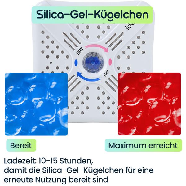4er-Set Super Kompakter Mini Luftentfeuchter, 250ml: Leistungsstark, Kabellos, Wiederverwendbare Silica Gel Kügelchen - Für Auto, Schrank, Bad, Keller