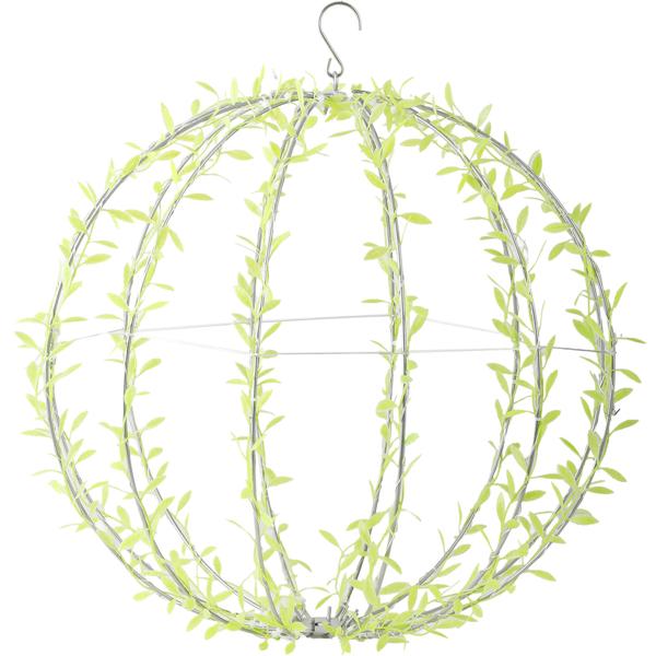 2er-Set Solar Leuchtkugel im Blätterdesign - Ø40cm Gartenkugel mit 144 warmweissen LEDs - IP44 Aussenleuchte inkl. Erdspiess, S-Haken und Solarpanel