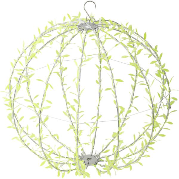 2er-Set Solar Leuchtkugel im Blätterdesign - Ø40cm Gartenkugel mit 144 warmweissen LEDs - IP44 Aussenleuchte inkl. Erdspiess, S-Haken und Solarpanel