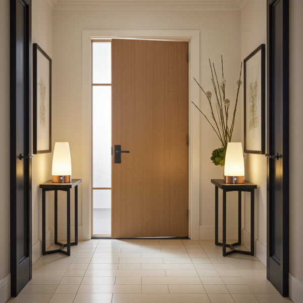 2 lampe à poser élégantes avec détecteur de mouvement – éclairage LED sans fil blanc chaud – idéales comme veilleuses pour une chambre à coucher