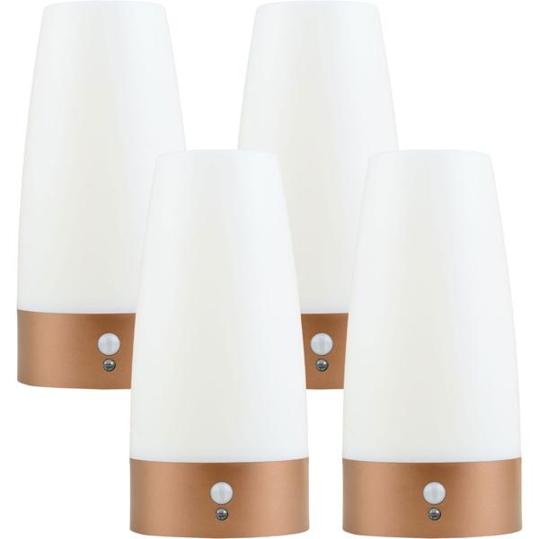4 lampe à poser élégantes avec détecteur de mouvement – éclairage LED sans fil blanc chaud – idéales comme veilleuses pour une chambre à coucher