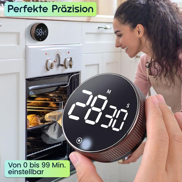2er-Set Digitaler Küchen-Timer mit Drehrad - Praktische Eieruhr mit Magnet, lautem Alarm, Countdown-Funktion & grossem LCD-Display